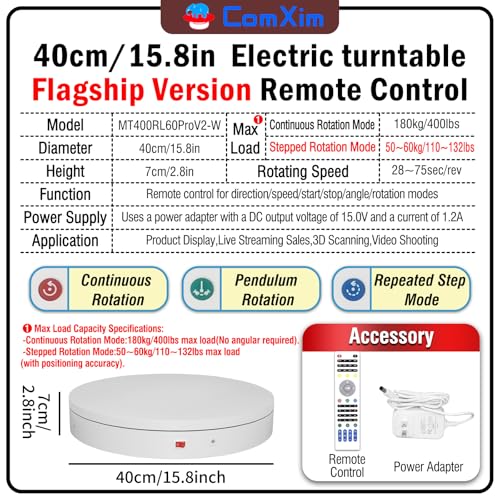 15.8In Remote Motorized Electric Turntable Rotating Display Stand Rotating Platform Photography Turntable motorized lazy susan base giratoria para for Photography
