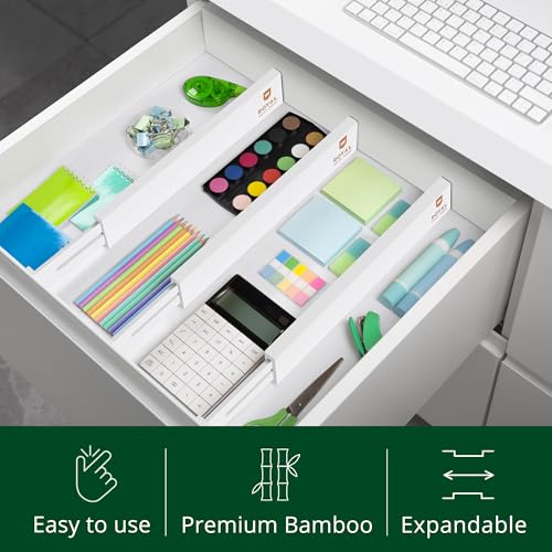 Bamboo Drawer Dividers Organizers (4 Count)