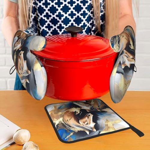 Horse Oven Mitts and Pot Holders Sets of 3 (3 Count)