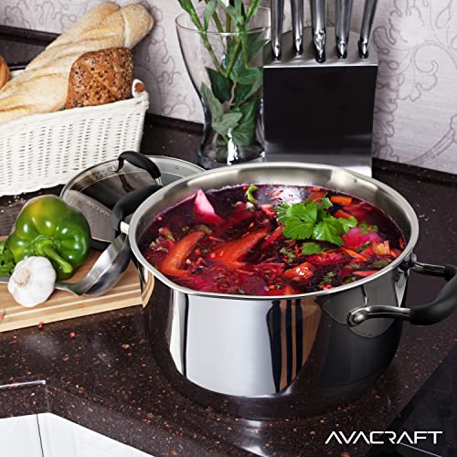 6 Quart Tri Ply Stainless Steel Stock Pot with Glass Strainer Lid