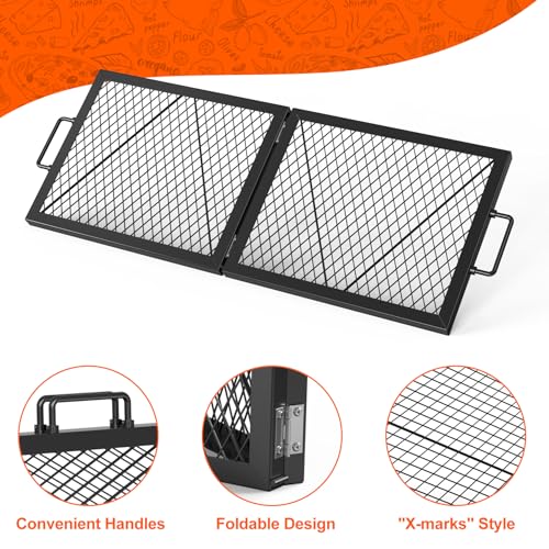 Foldable Rectangular Heavy‑Duty Steel Fire Pit Cooking Grate