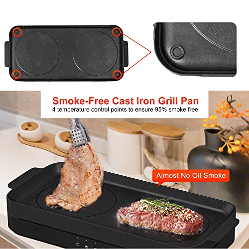 Portable Induction Cooktop 2 Burner with Griddle Pan