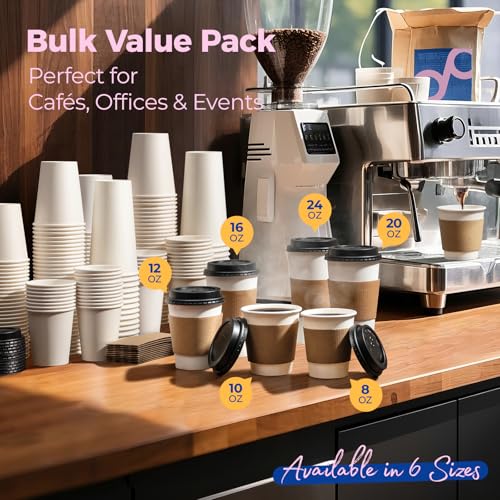 500 Pack 20 oz Disposable Coffee Cups with Lids (500 Count)