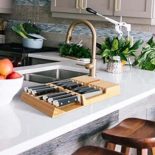 In Drawer Knife Block Bamboo Drawer Organizer