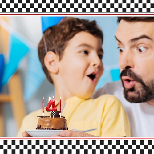 13PCS Racing Car Theme Birthday Candle Set with Checkered Flag Design (13 Count)