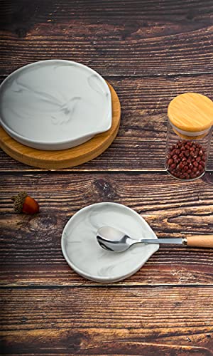 Spoon Rest Ceramic Spoon Rest for Kitchen Counter Dishwasher Safe Marble Decor Spoon Holder for Kitchen