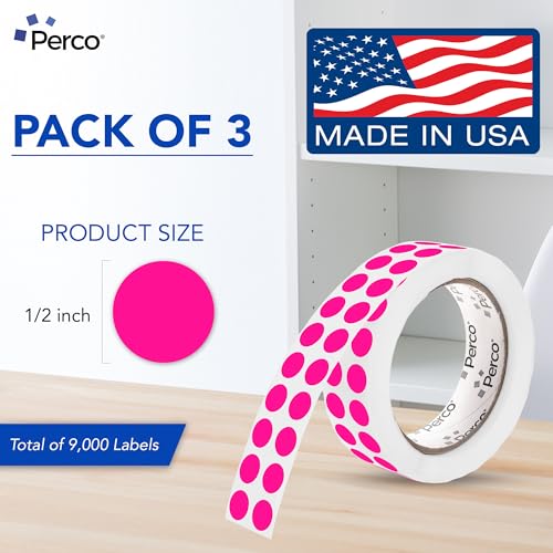 Neon Pink Perforated Round Circle Dot Sticker 1 (3 Count)