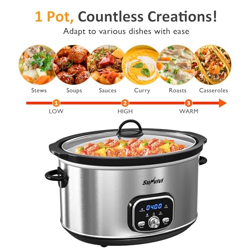 Slow cooker Pot 8.5 QT Programmable Stainless Steel Color