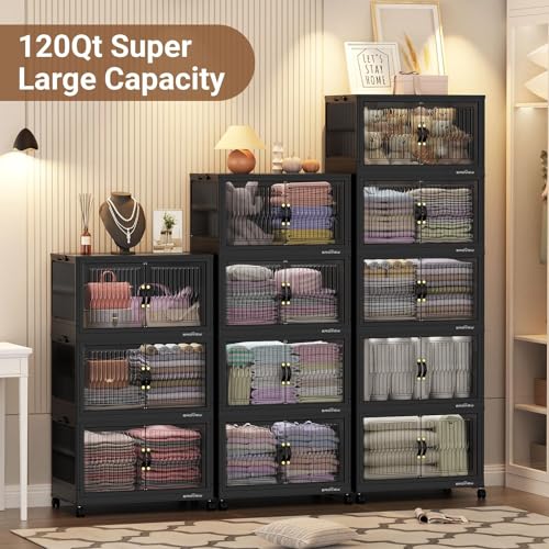 600Qt Stackable Storage Bins with 5 Lids (5 Count)