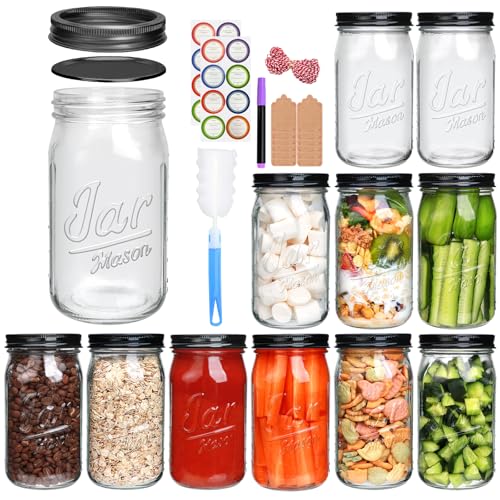 Wide Mouth Mason Jars 32 oz 12 Pack