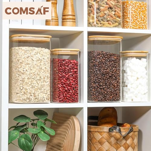 Glass Storage Jars with Bamboo Lids 4.6 Qt 2 Pack Large Wide Mouth (2 Count)