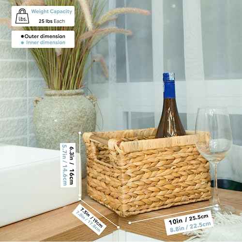 Small Wicker Baskets for Organizing Bathroom (3 Count)