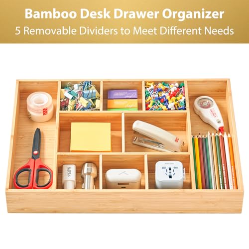 Extra Large Bamboo Desk Drawer Organizer