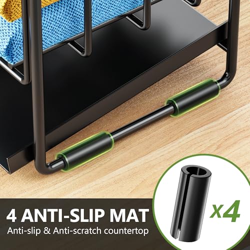 2 Tier Kitchen Sink Caddy Organzier Rack with Dish Brush Sponge Holder