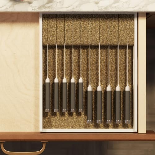 Large Knife Drawer Organizer Bamboo Insert Dock