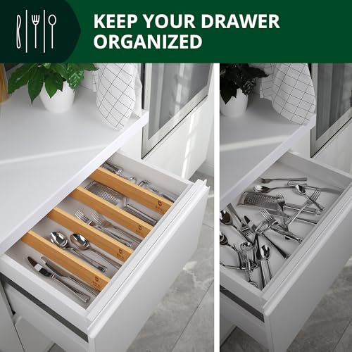 Bamboo Drawer Dividers Organizers (4 Count)