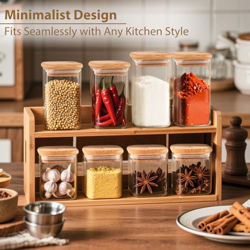 12 Pack 8 oz Square Glass Spice Jars with Lids and Labels (12 Count)