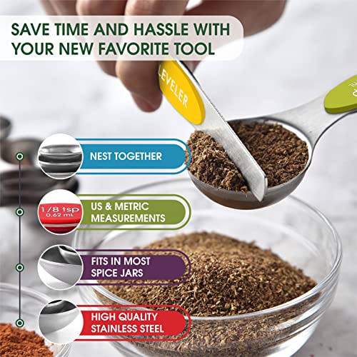 Magnetic Measuring Spoons Set of 8 for Kitchen
