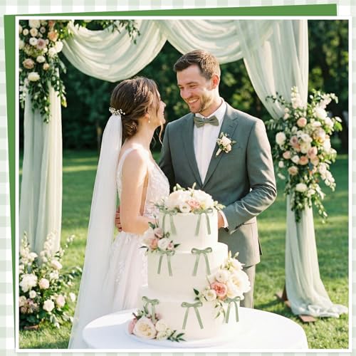 30 Pack Sage Green Bow Cake Toppers Ribbon Bows for Cake (30 Count)