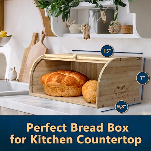 Bamboo Bread Box Space Saving Rustic Roll