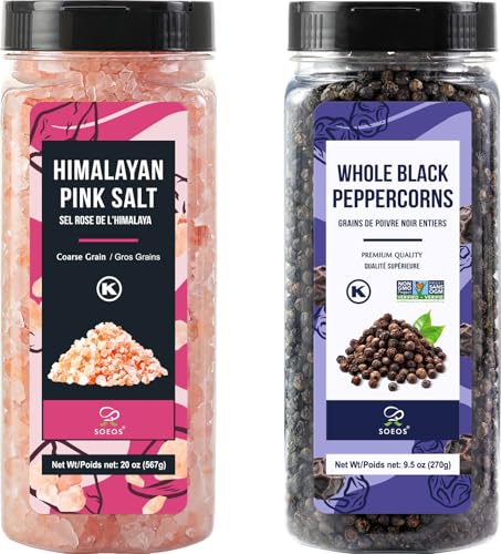 Pink Salt 20 Oz + Black Peppercorns 9.5oz (29.5 Ounce)