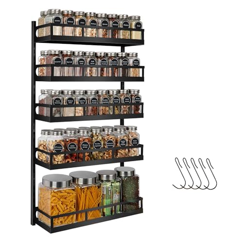 Wall Mount Spice Rack Organizer 5 Tier Height