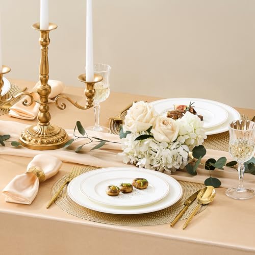18Pcs Gold Trim White Bone China Set