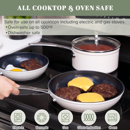 7pc Cookware Set Healthy Duralon Blue Ceramic Nonstick Coated