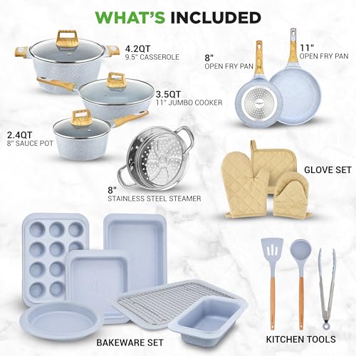 22 Pc Ceramic Cookware Set