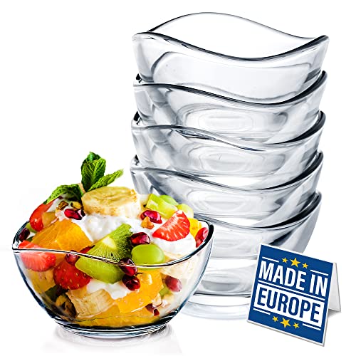 CRYSTALIA Small Glass Bowls for Kitchen Prep (6 Count)