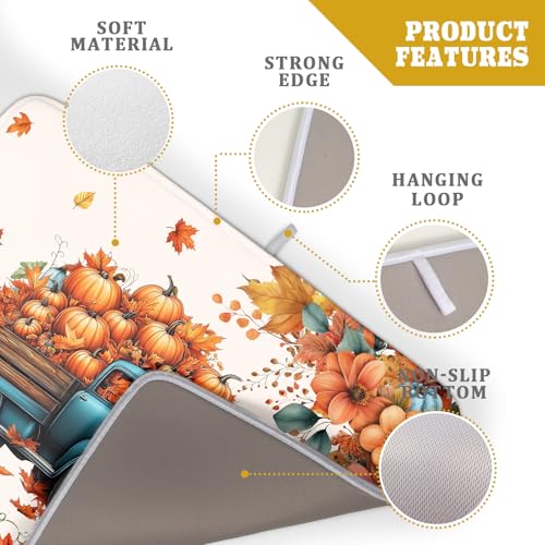 Fall Drying Mats for Kitchen Counter 18×24 Inch Autumn Truck Large Absorbent Microfiber Drying Pad Home Season Accessories