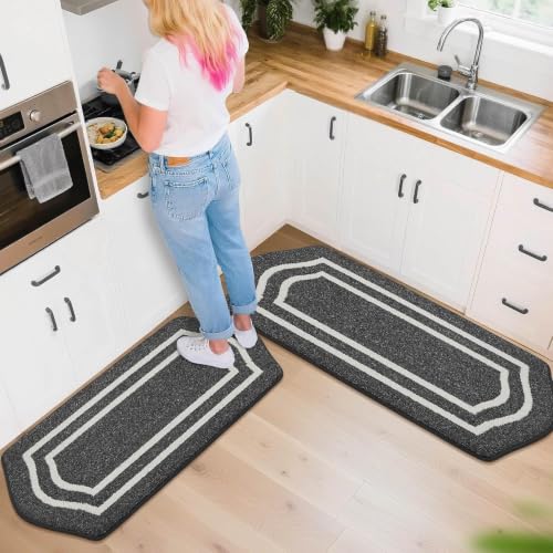 Kitchen Rugs Set of 2PCS Non Slip Kitchen Mats for Floor (2 Count)