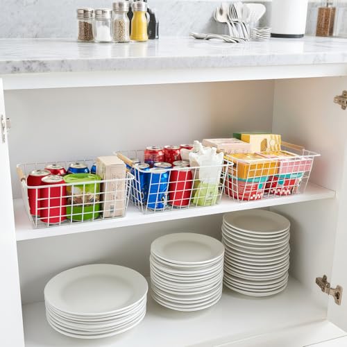white wire baskets for organizing with Wooden Handles Storage Organizer Baskets (2 Count)