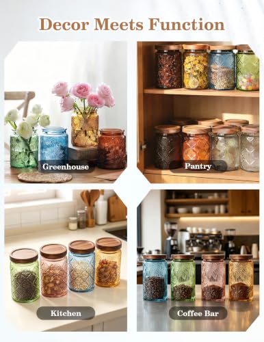 Glass Jars with Airtight Wood Lids (4 Count)