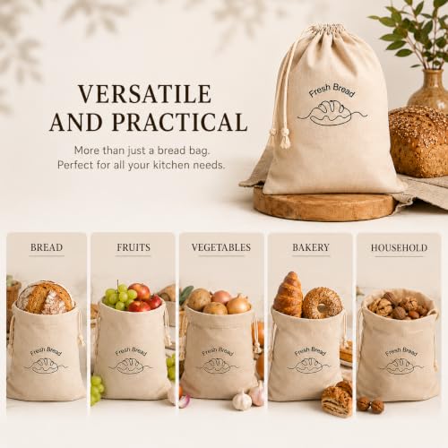 3 Pack Linen Bread Bags for Homemade Bread (3 Count)