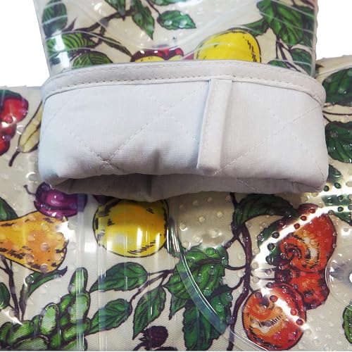 Oven Mitts with Transparent Clear Silicone Shell and Nice Friut Flower Printing (2 Count)