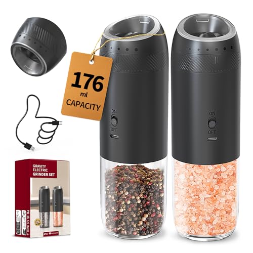 Rechargeable Electric Salt and Pepper Grinder Set with Base (2 Count)