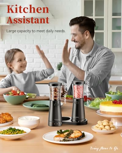 Electric Salt and Pepper Grinder Set with Storage Base (2 Count)