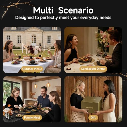 24 Piece Matte Crackle Dinnerware Sets