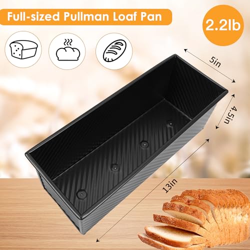 2 Pack Black 13inch Pullman Loaf Pan with Lid (2 Count)