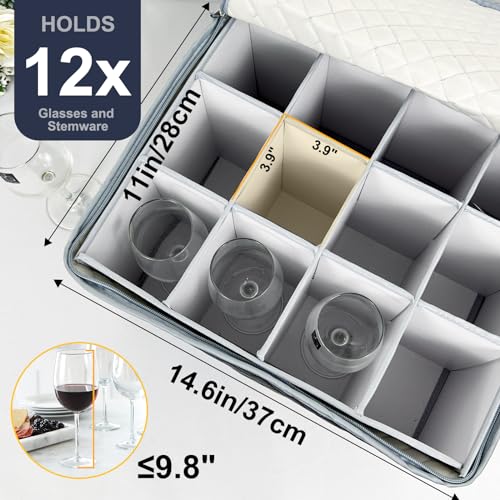 Wine Glass and Mug Storage Box with Dividers (2 Count)
