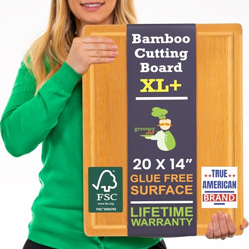 20 Inch Bamboo Wood Cutting Board Featuring Super
