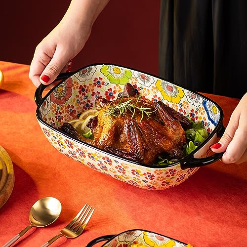 Retro pastoral style Ceramic Baking Dish Rectangular Bakeware Set Baking Pan