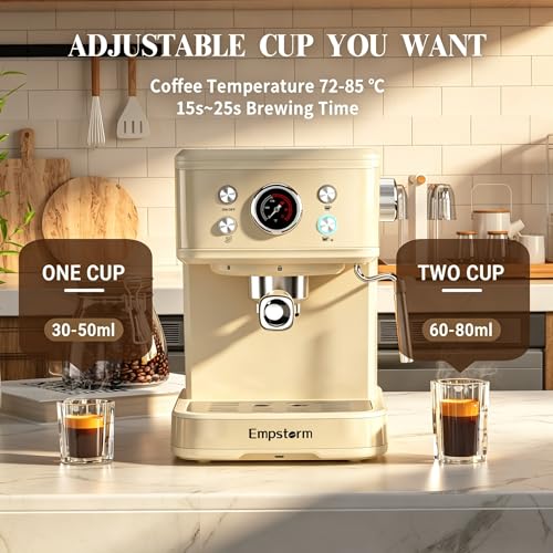 04E 20 Bar Espresso Machine with Milk Frother Steam 1100W White