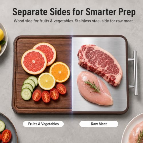 Double Sided Stainless Steel and Ebony Cutting Board