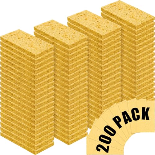 200 Pieces Compressed Wood Pulp Dish Sponges for Kitchen (200 Count)