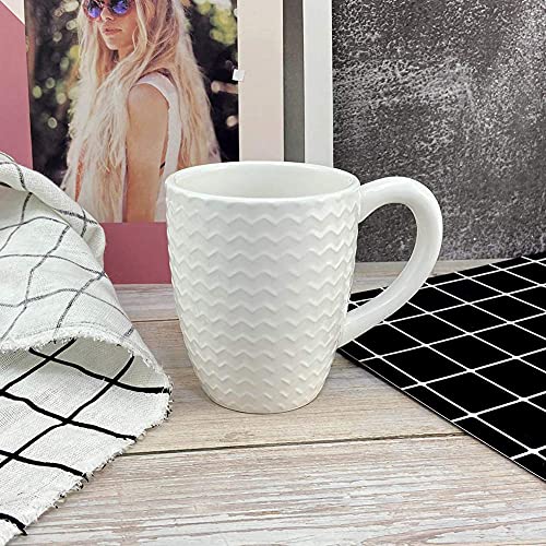 12 OZ White Ceramic Coffee Mugs Set of 6 (6 Count)