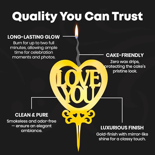 Love You Reusable Gold Romantic Cake Candle