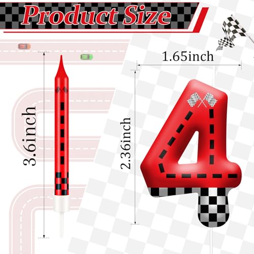 13PCS Racing Car Theme Birthday Candle Set with Checkered Flag Design (13 Count)