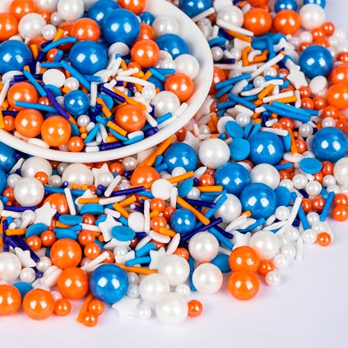 Edible Blue Orange Sprinkles for Cake Decorating (4.58 Ounce)